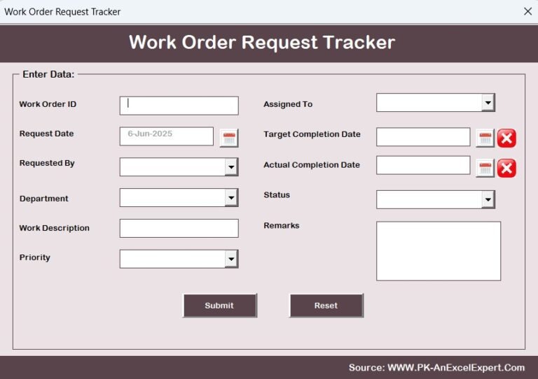 Work Order Request Tracker in Excel - Next Gen Templates