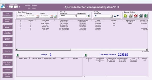 Ayurveda Centre Management System V1.0 in Excel - Image 3