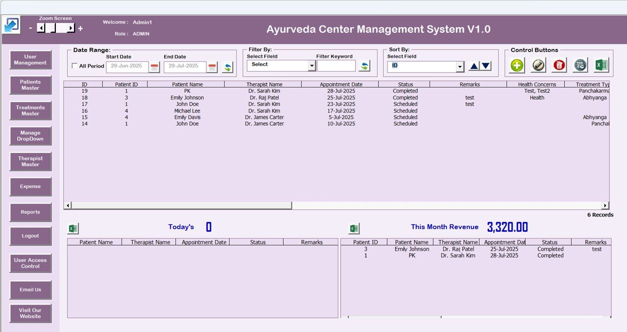 Ayurveda Centre Management System