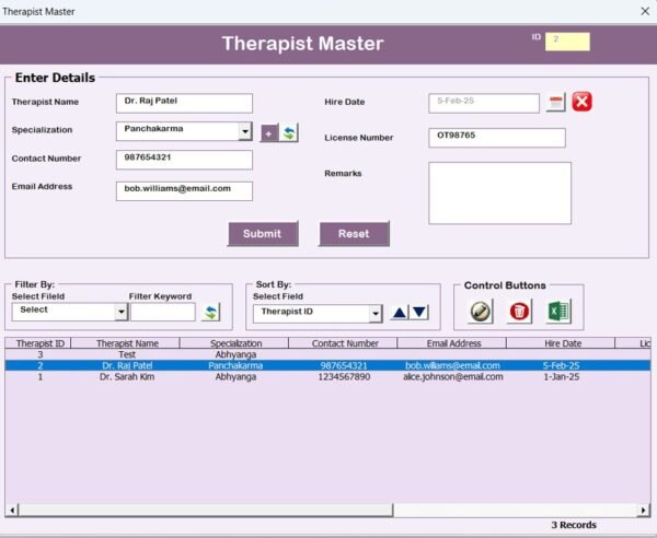 Ayurveda Centre Management System V1.0 in Excel - Image 9