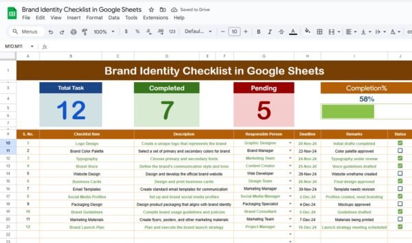 Brand Identity Checklist in Google Sheets - Image 2