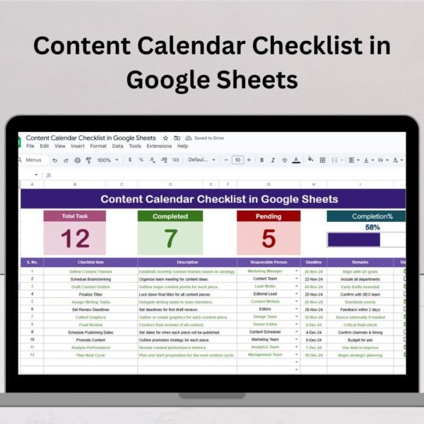 Content Calendar Checklist in Google Sheets