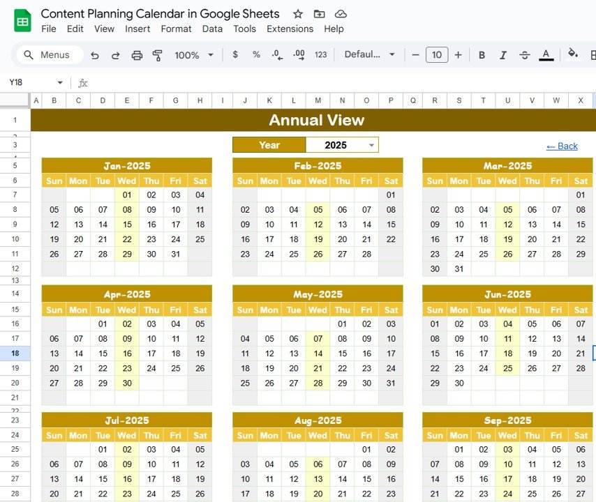 Content Planning Calendar in Google Sheets