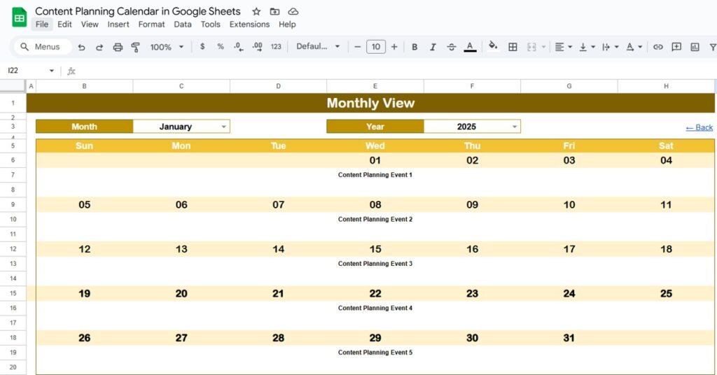 Content Planning Calendar in Google Sheets - Next Gen Templates
