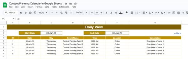 Content Planning Calendar in Google Sheets - Image 5