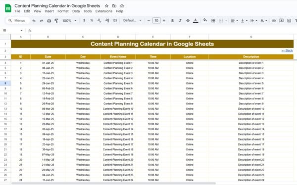 Content Planning Calendar in Google Sheets - Image 6