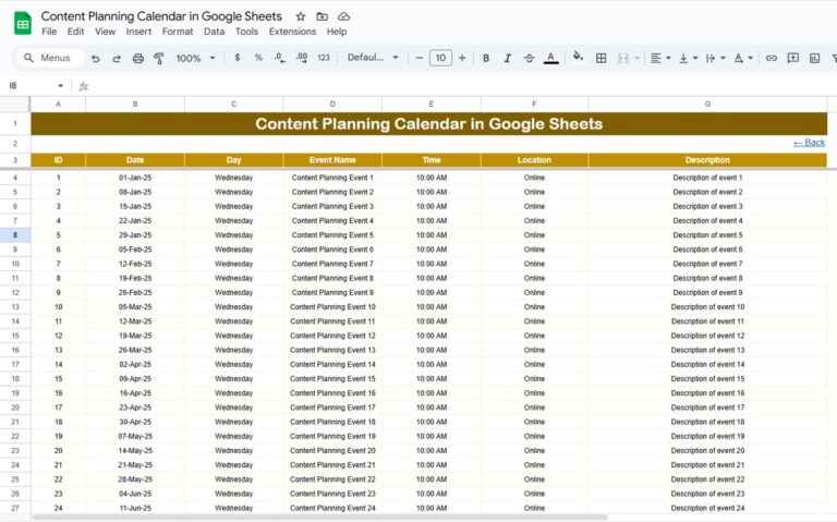 Content Planning Calendar in Google Sheets - Next Gen Templates