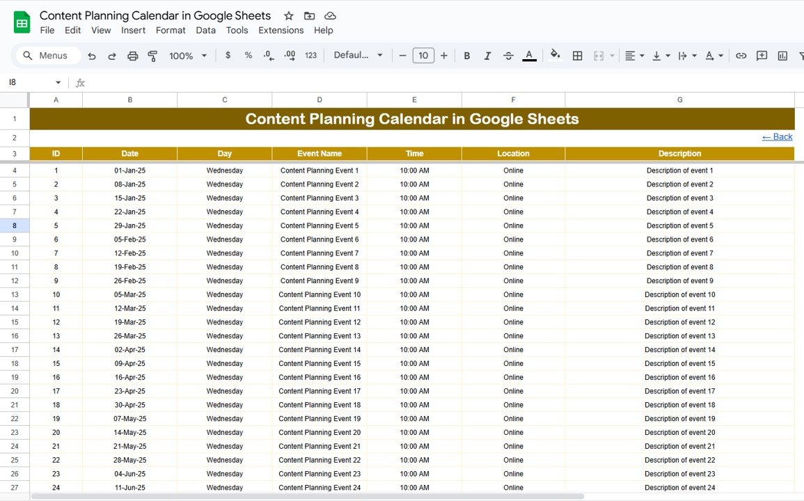 Content Planning Calendar in Google Sheets - Image 6