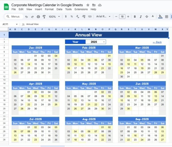 Corporate Meetings Calendar in Google Sheets - Image 3