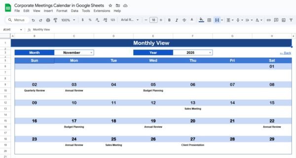 Corporate Meetings Calendar in Google Sheets - Image 4