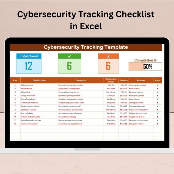 Cybersecurity Tracking Checklist in Excel