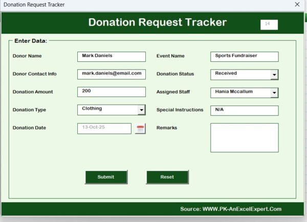 Donation Request Tracker in Excel - Image 6