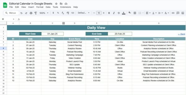 Editorial Calendar in Google Sheets - Image 5