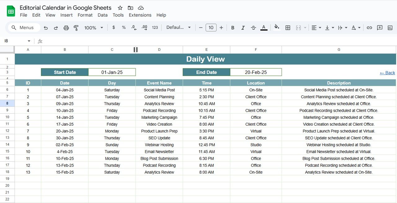 Editorial Calendar in Google Sheets - Image 5