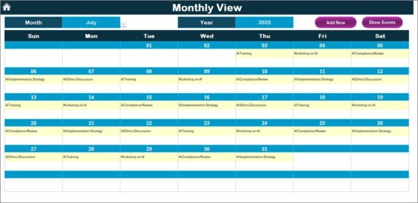 Education Compliance AI Implementation Calendar in Excel - Image 4