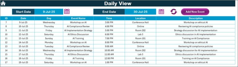 Education Compliance AI Implementation Calendar in Excel - Next Gen ...