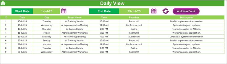 Education IT AI Implementation Calendar in Excel - Next Gen Templates
