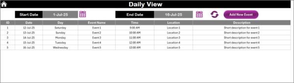 Education IT Remote Work Calendar in Excel - Image 5