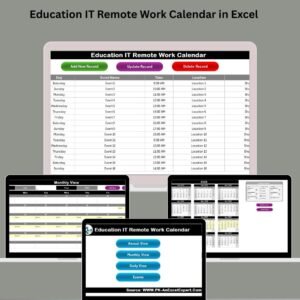 Education IT Remote Work Calendar in Excel
