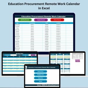 Education Procurement Remote Work Calendar in Excel