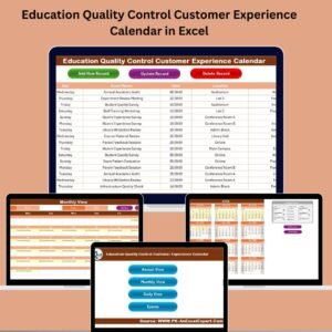 Education Quality Control Customer Experience Calendar in Excel