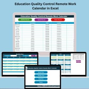 Education Quality Control Remote Work Calendar in Excel