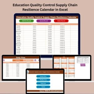Education Quality Control Supply Chain Resilience Calendar in Excel