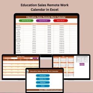 Education Sales Remote Work Calendar in Excel