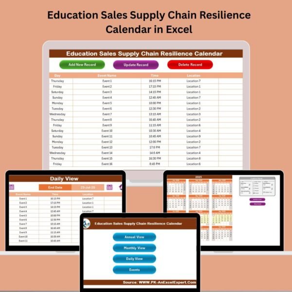 Education Sales Supply Chain Resilience Calendar in Excel