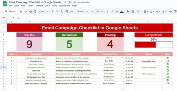 Email Campaign Checklist in Google Sheets - Image 2