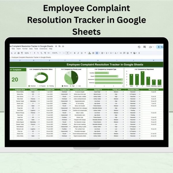 Employee Complaint Resolution Tracker in Google Sheets