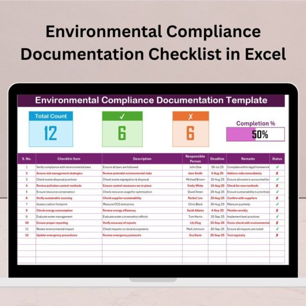 Environmental Compliance Documentation Checklist in Excel