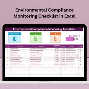 Environmental Compliance Monitoring Checklist in Excel