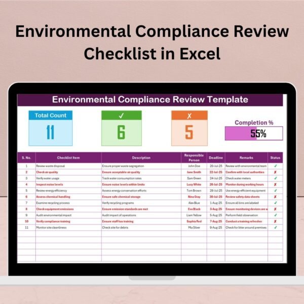 Environmental Compliance Review Checklist in Excel
