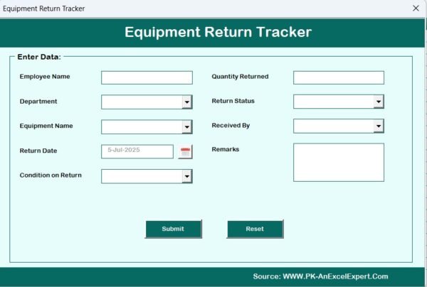 Equipment Return Tracker in Excel - Image 6