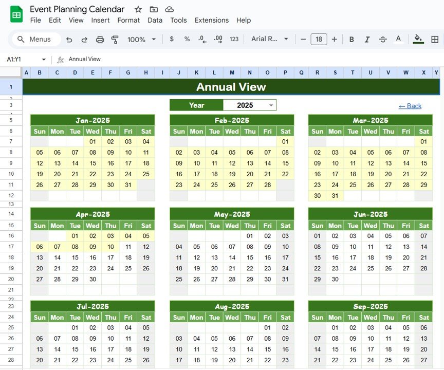 Event Planning Calendar in Google Sheets
