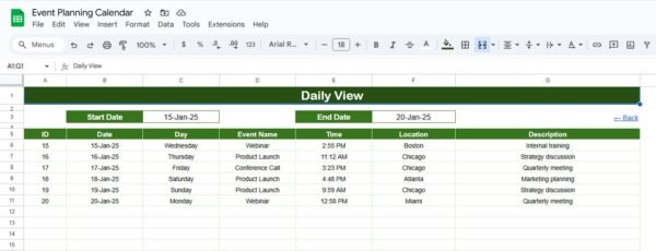 Event Planning Calendar in Google Sheets - Image 5
