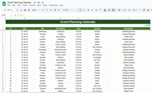 Event Planning Calendar in Google Sheets - Image 6