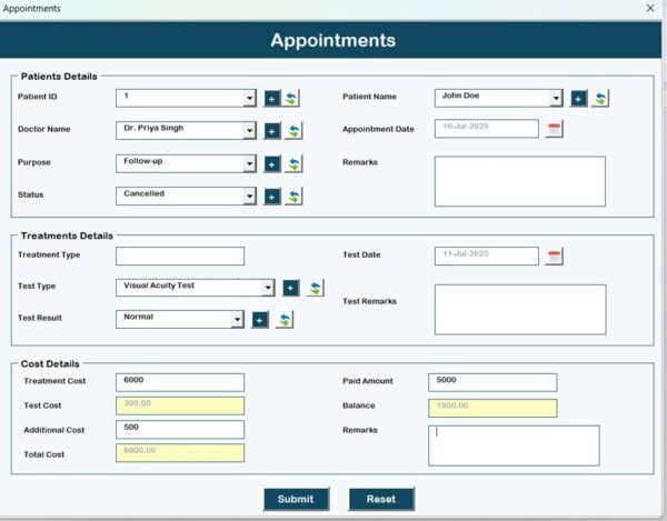 Eye Care Centre Management System V1.0 in Excel VBA - Image 3