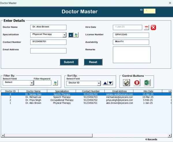 Eye Care Centre Management System V1.0 in Excel VBA - Image 4