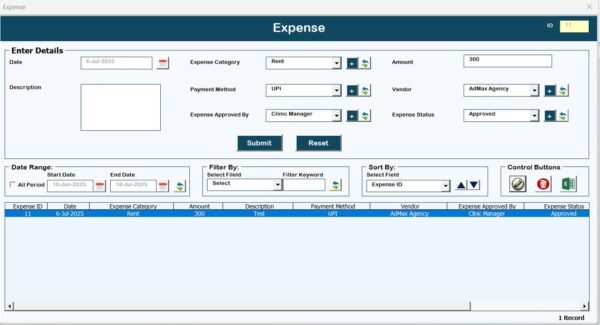 Eye Care Centre Management System V1.0 in Excel VBA - Image 5