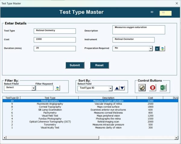 Eye Care Centre Management System V1.0 in Excel VBA - Image 9