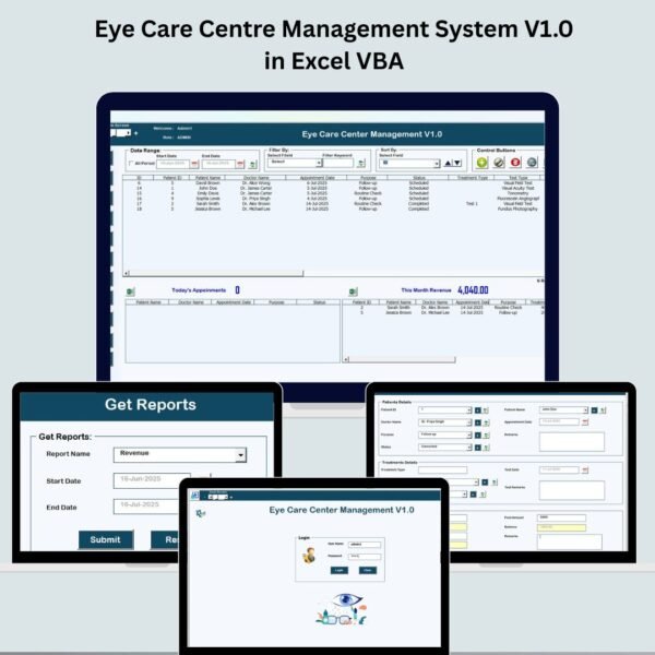 Eye Care Centre Management System V1.0 in Excel VBA