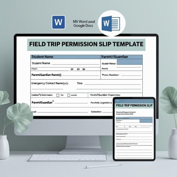 Field Trip Permission Slip Microsoft Word and Google Docs