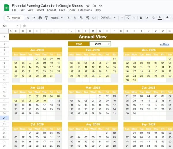 Financial Planning Calendar in Google Sheets - Image 3