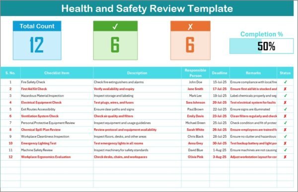 Health and Safety Review Checklist in Excel - Image 2