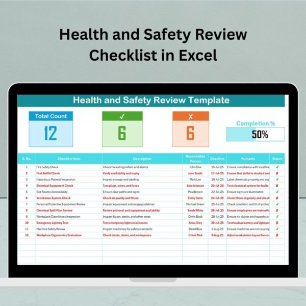 Health and Safety Review Checklist in Excel