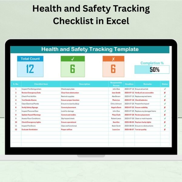 Health and Safety Tracking Checklist in Excel