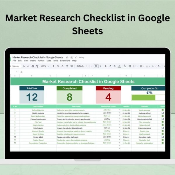 Market Research Checklist in Google Sheets
