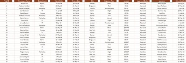 Office Travel and Expense Dashboard in Excel - Image 7